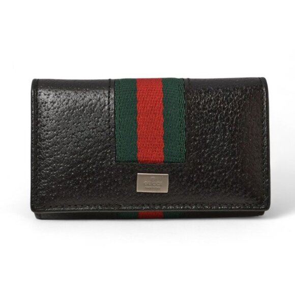 Gucci Handbags - Gucci Outlet Key Case Key Holder 6-stacks Pigskin Sherry Line Black 033